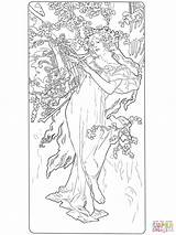 Mucha Coloring Alphonse Spring Pages Alfons Nouveau Super Supercoloring Printable Choose Board sketch template