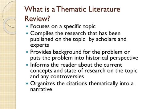 writing  thematic literature review powerpoint