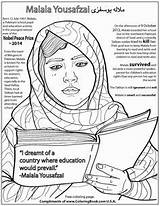 Malala Yousafzai Nobel Colorir Recipient Coloringbook Thinking Desenhos Feminist sketch template
