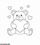 Coloring Heart Bear Valentine Holding Pages Big Valentines Online Hearts Close Coloringpages Site sketch template