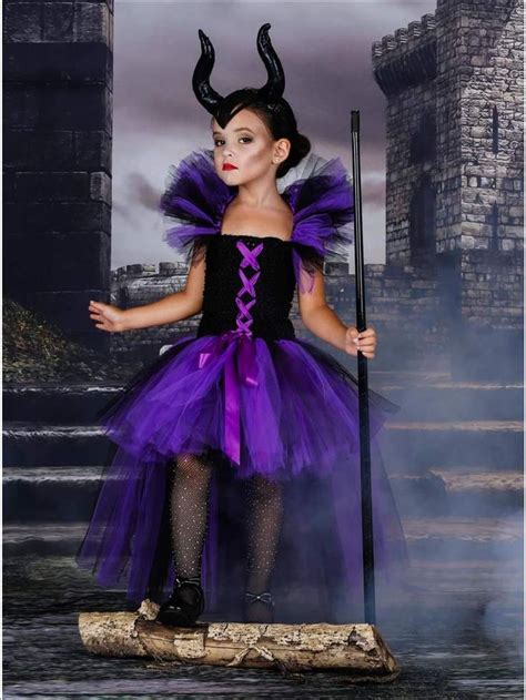 girls purple and black maleficent inspired halloween tutu dress in 2020