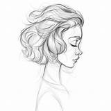 Visage Fille Profil Femme Cheveux Croquis Veterinariansalary Choisir Tableau sketch template