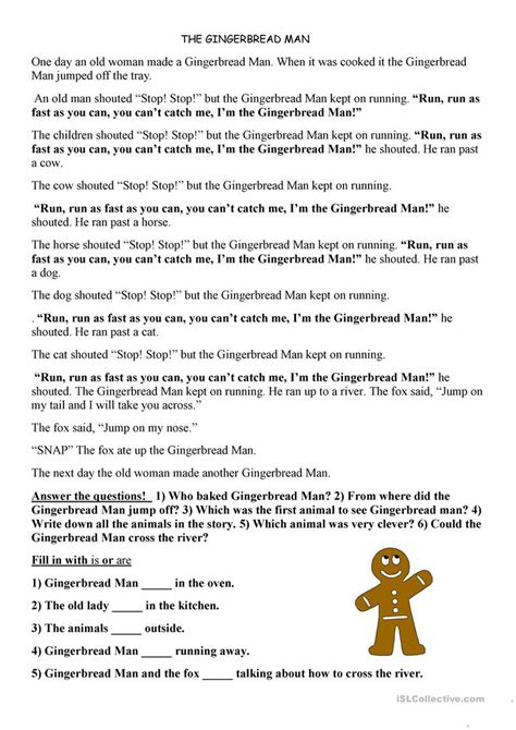 gingerbread man story printable  printable word searches