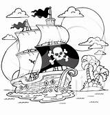 Shore Coloring Designlooter Pirate Ship Near sketch template