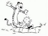 Calvin Hobbes Coloring Tiger Pages Stencils Printable Comics Wallpaper Sheet Sketch Clipart Sheets Desktop Colouring Cute Color Line Background Characters sketch template