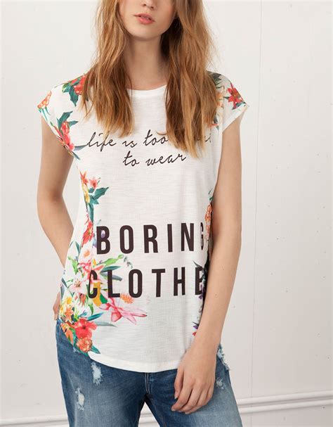bershka flowers  text top  shirts bershka algerie shirt design inspiration  shirts