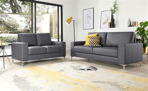 baltimore grey leather  seater sofa set furniture choice