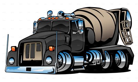 cement mixer truck cartoon  jeffhobrath graphicriver