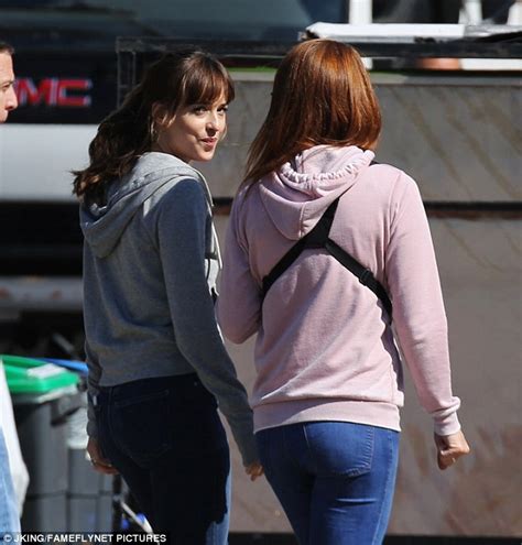 rita ora with dakota johnson as she s spotted filming scenes for 50