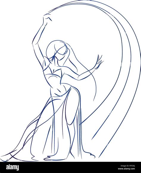 belly dancer figure gesture sketch  drawing stock vector image
