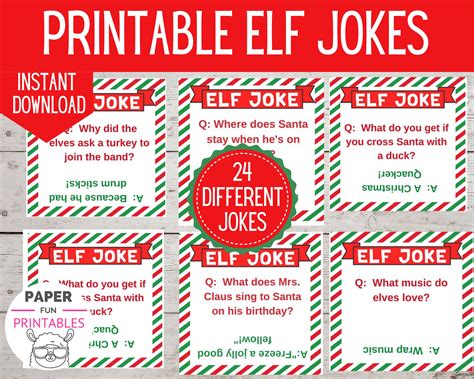 printable elf jokes printable elf props elf notes diy etsy