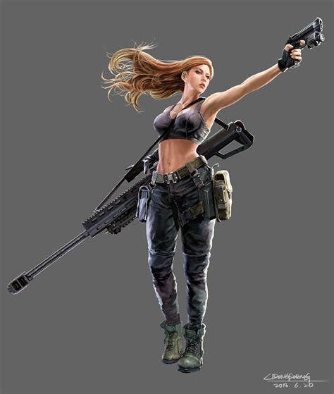 Sniper Dongsheng Li Warrior Woman Female Character Concept Female