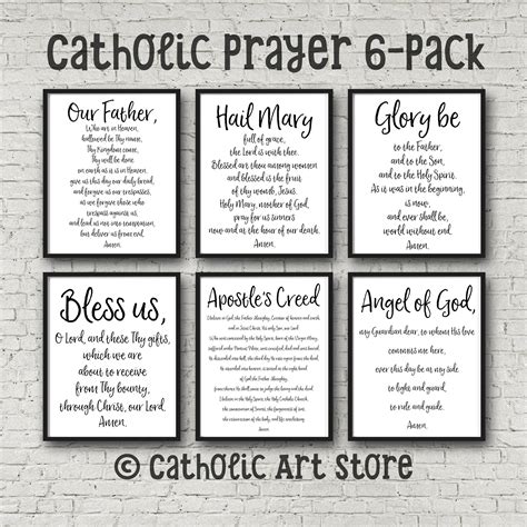 catholic prayer printable  pack  father hail mary glory etsy
