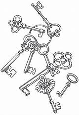 Key Coloring Skeleton Keys Pages Steampunk Designs Printable Embroidery Color Getcolorings Colouring Adult Getdrawings Tattoos Unique Choose Board Over sketch template