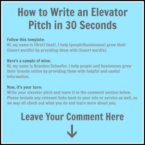 write  elevator pitch  share      seconds
