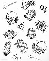 Flash Tattoo Tattoos Small Drawings Sketches Mini Choose Board Stencils sketch template