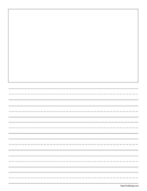 printable lined writing paper  drawing box paper trail design