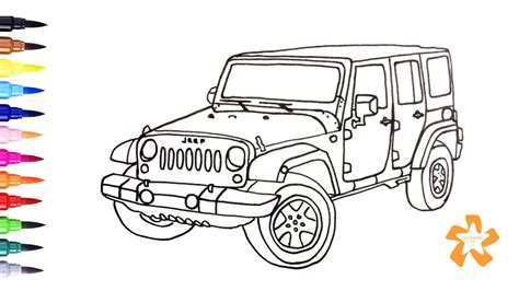 cars   draw jeep wrangler coloring pages  children