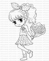 Coloring Girl Pretty Stamp Pages Girls Digi Bouquet Digital Isabel Big Eyed Instant Popular sketch template