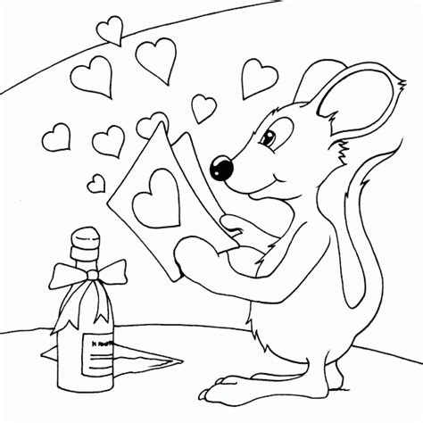 mouse reading valentine coloring page coloringcom