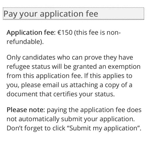 application fees