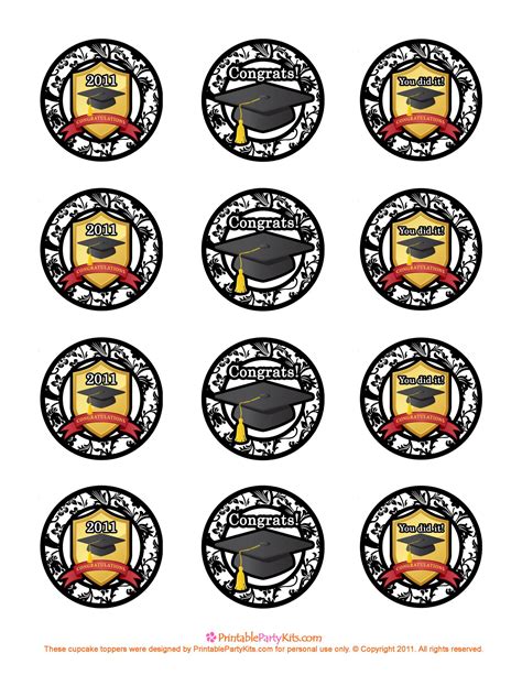 freebie graduation cupcake toppers printable party kits