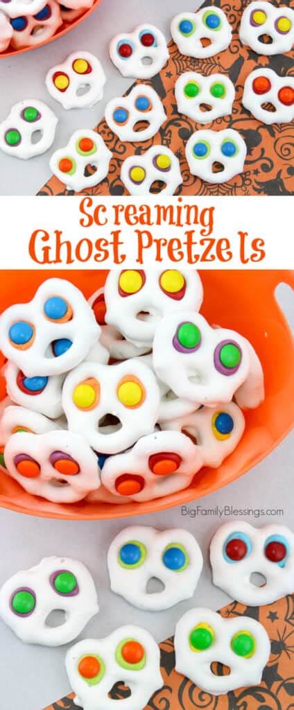 fun  easy screaming ghost pretzels halloween party ready big family blessings