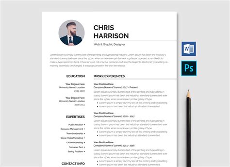 professional resume template   word psd
