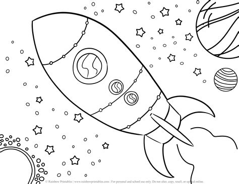 rocket ship cute aliens ufo  outer space coloring pages