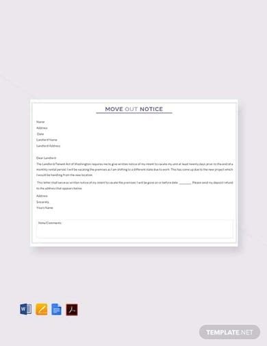 tenant move  letter templates  google  word