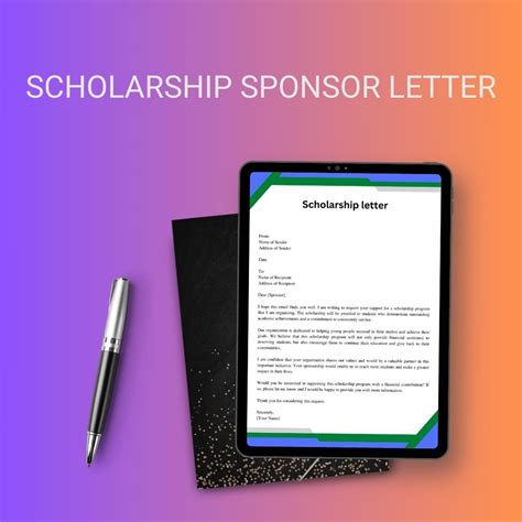 scholarship sponsor letter sample template examples word