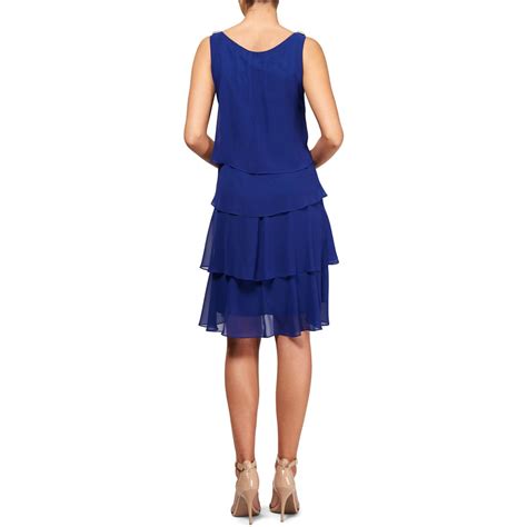 sl fashions womens blue tiered chiffon party cocktail dress  bhfo  ebay