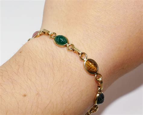 scarab bracelet multi colored stone  yellow gold  grams tns diamonds philadelphia