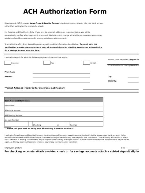 Fillable Online Ach Authorization Form Fax Email Print Pdffiller