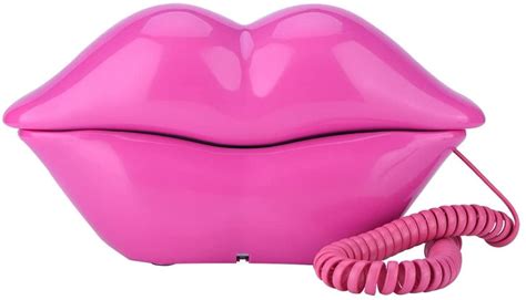 lip landline telephone novelty rose red mouth lips corded desktop phone cartoon shaped clear