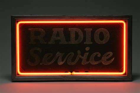bonhams radio service sign circa  metal plate  hand painted lettering reading radio