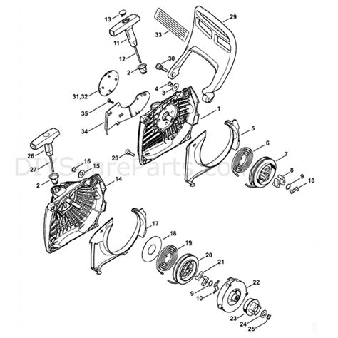 stihl ms  chainsaw ms cqz parts diagram rewind starter