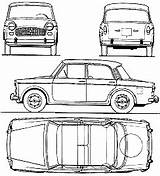 Fiat 1100d Blueprints Millecento 1962 Car Sedan sketch template