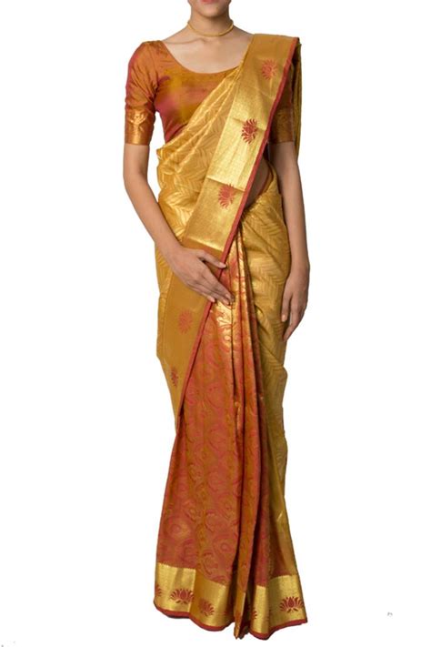gold woven kanchipuram silk saree with blouse karagiri 2412322