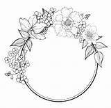 Flower Border Drawing Wreath Coloring Rose Pages Floral Flowers Drawings Color Borders Outline Draw Silhouette Colouring Embroidery Easy Fiori Doodle sketch template