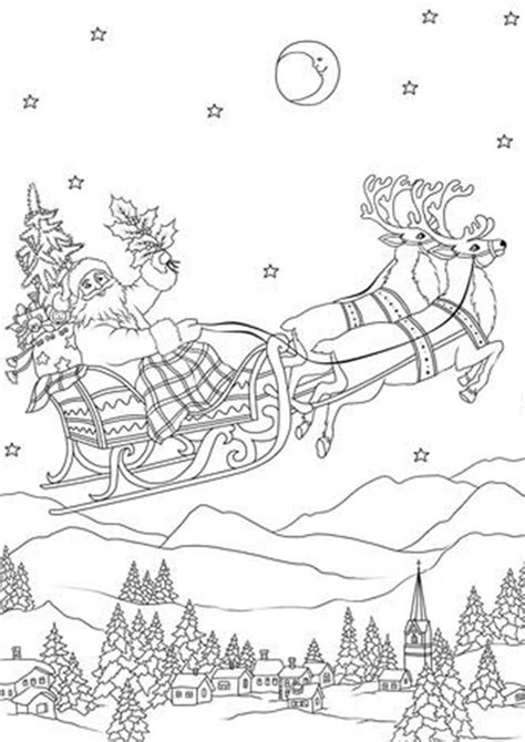 santa   reindeers coloring pages
