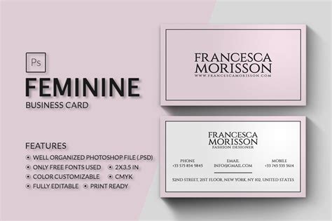 feminine business card business card templates creative market