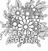 Spring Hello Coloring Pages Printable Kids sketch template