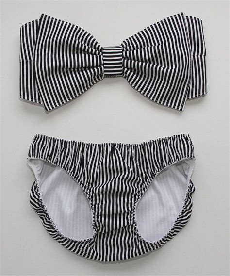 Striped Bow Bathing Suit Top And Bikini Bikini Diy Bikinis Bow Bandeau