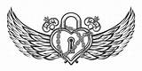 Heart Lock Tattoo Wings Chains Shaped Drawing Locket Key Vector Illustration Keys Graphicriver Drawings Romantic Tattoos Easy Vintage Winged Chained sketch template