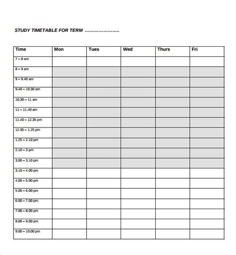printable time study template printable templates