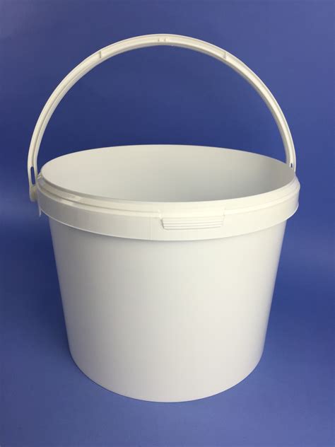 white  litre  tapered bucket complete  handle  tamper evident neck bristol