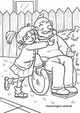 Opa Malvorlage Malvorlagen Mutter Vater Enkelkind Rollstuhl Kleurplaat Familienleben sketch template