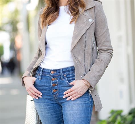 spring denim trend exposed button jeans casual friday