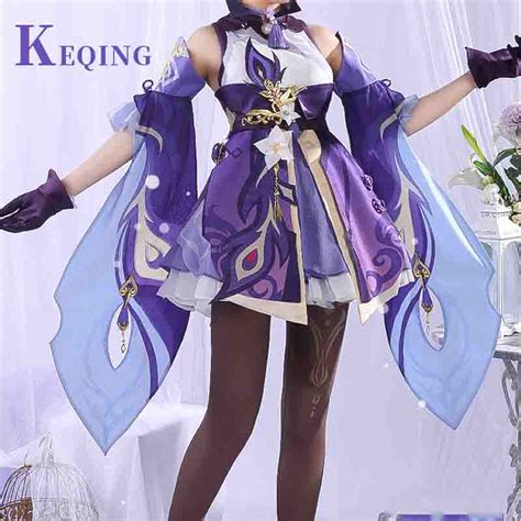 genshin impact cosplay keqing dress coat short sleeve top costume